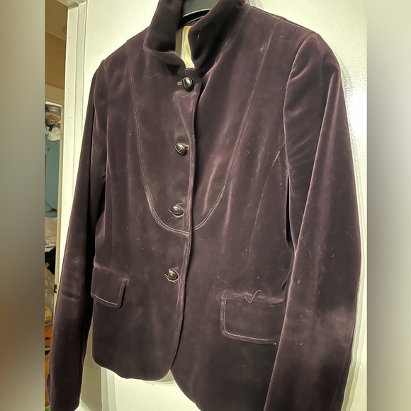Jenna Lyons Vintage J. Crew Velvet Plum Eggplant Blazer 8T - Picture 4 of 6